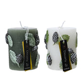 Decoris Pillar Wax Candle with Snow Leaf Relief 8 x 9cm - 2 Assorted Colours